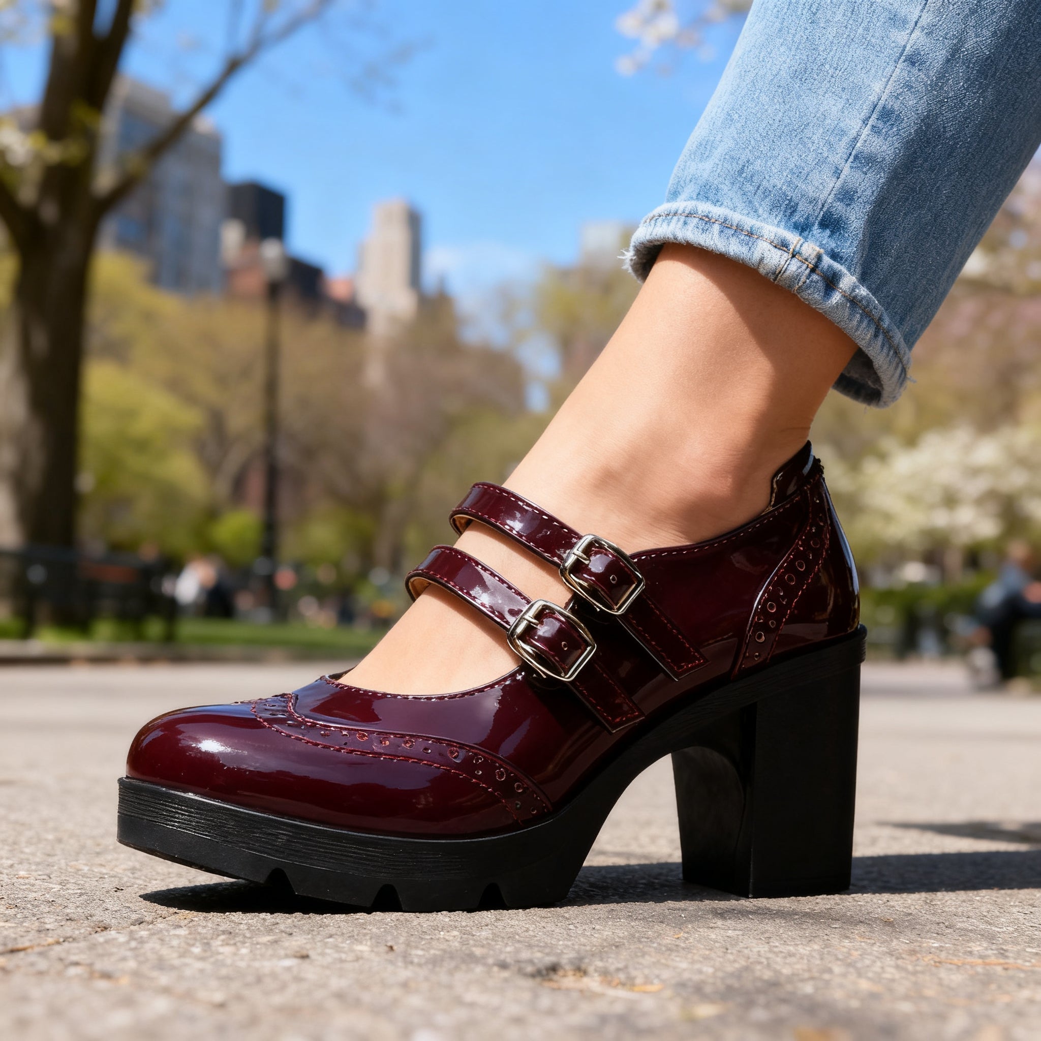 Brexleya | Damskie buty Mary Jane – Elegancka platforma z podwójnym paskiem 8