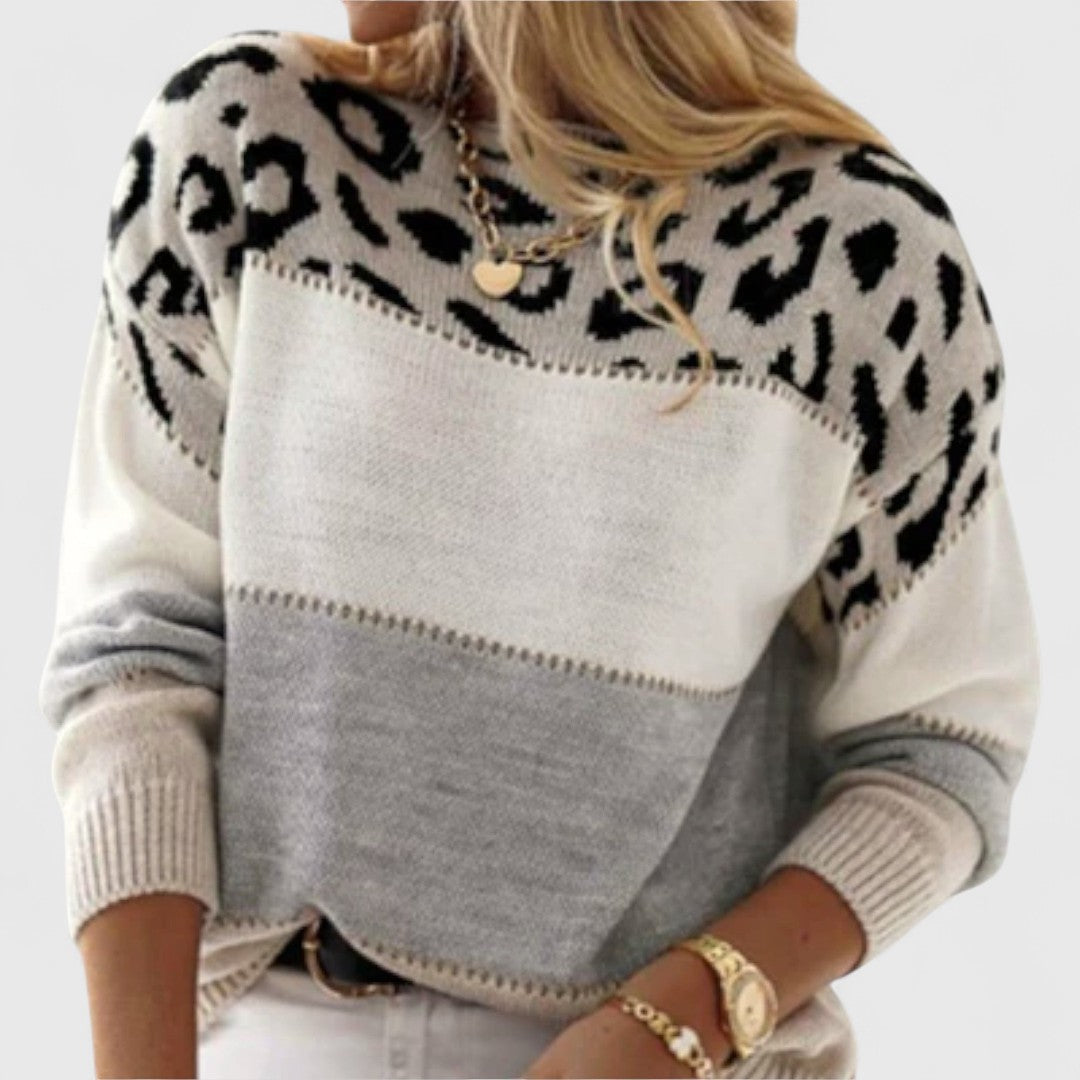 Cheyenne - Sweter Casual z Wzorem Lamparta