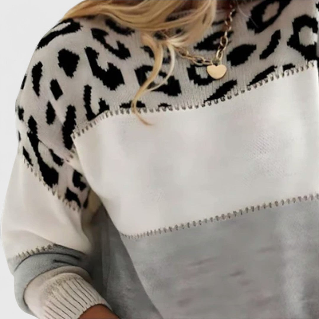 Cheyenne - Sweter Casual z Wzorem Lamparta