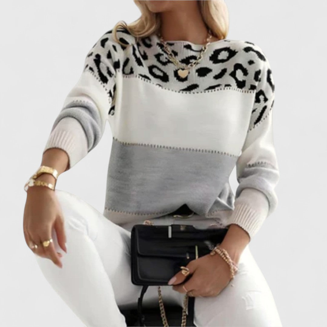 Cheyenne - Sweter Casual z Wzorem Lamparta