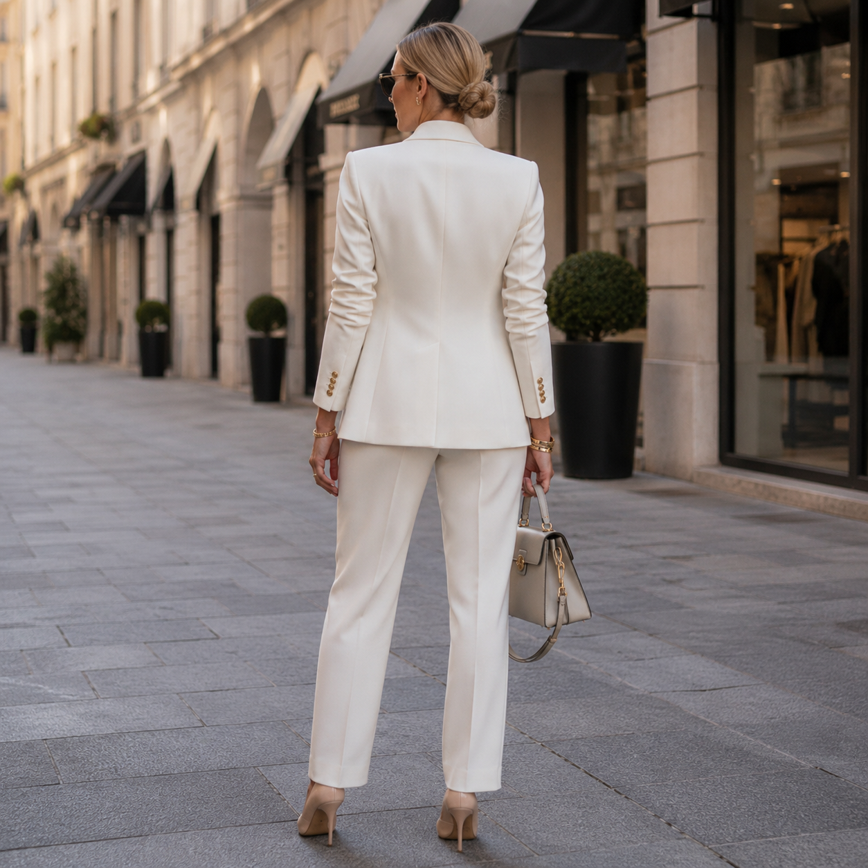 Nina – Elegancka Taliowana Marynarka z Dwurzędowymi Guzikami