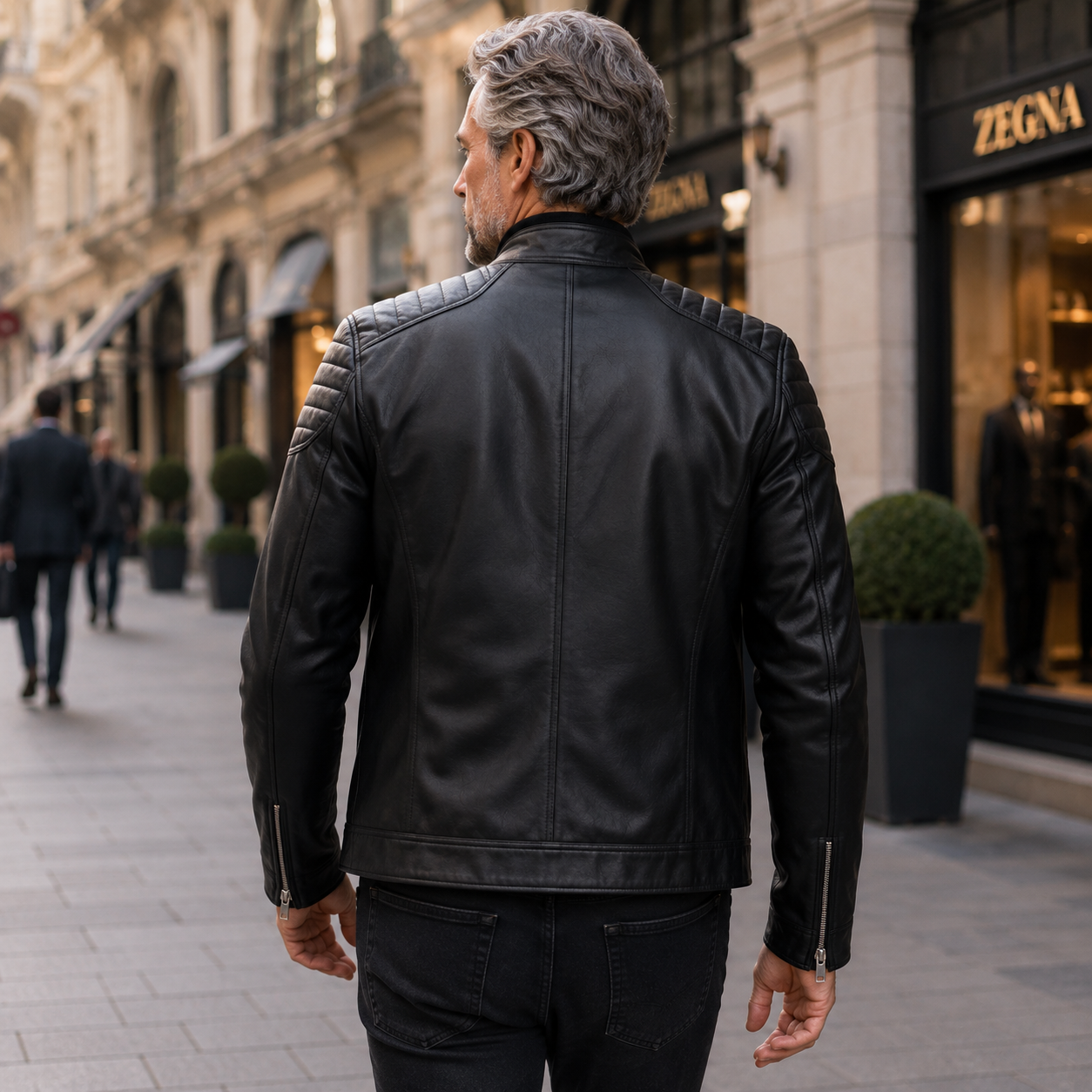 Kuba – Męska Kurtka Skórzana Biker z Pikowanymi Ramionami