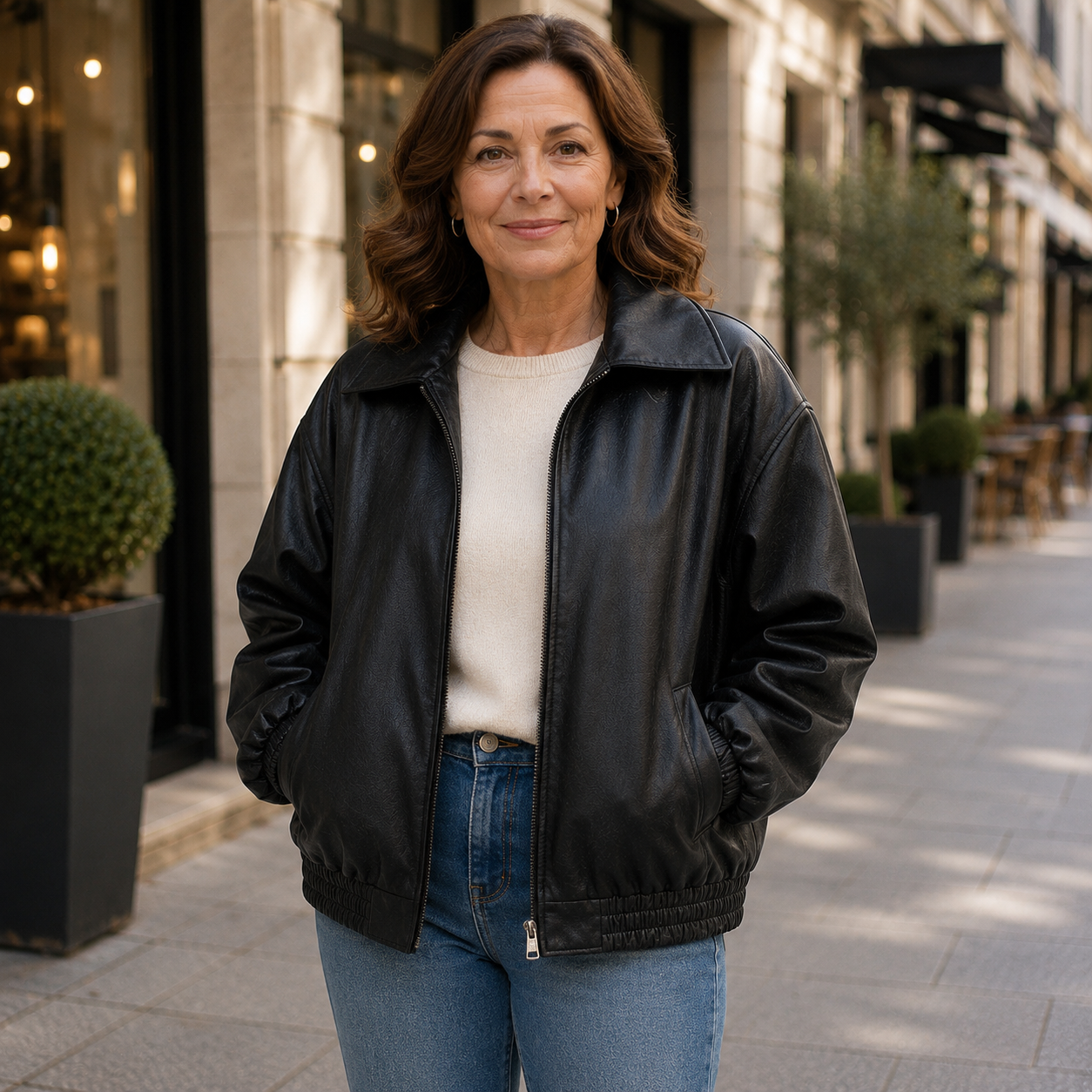 Zara – Damska Kurtka Skórzana Oversize typu Bomber