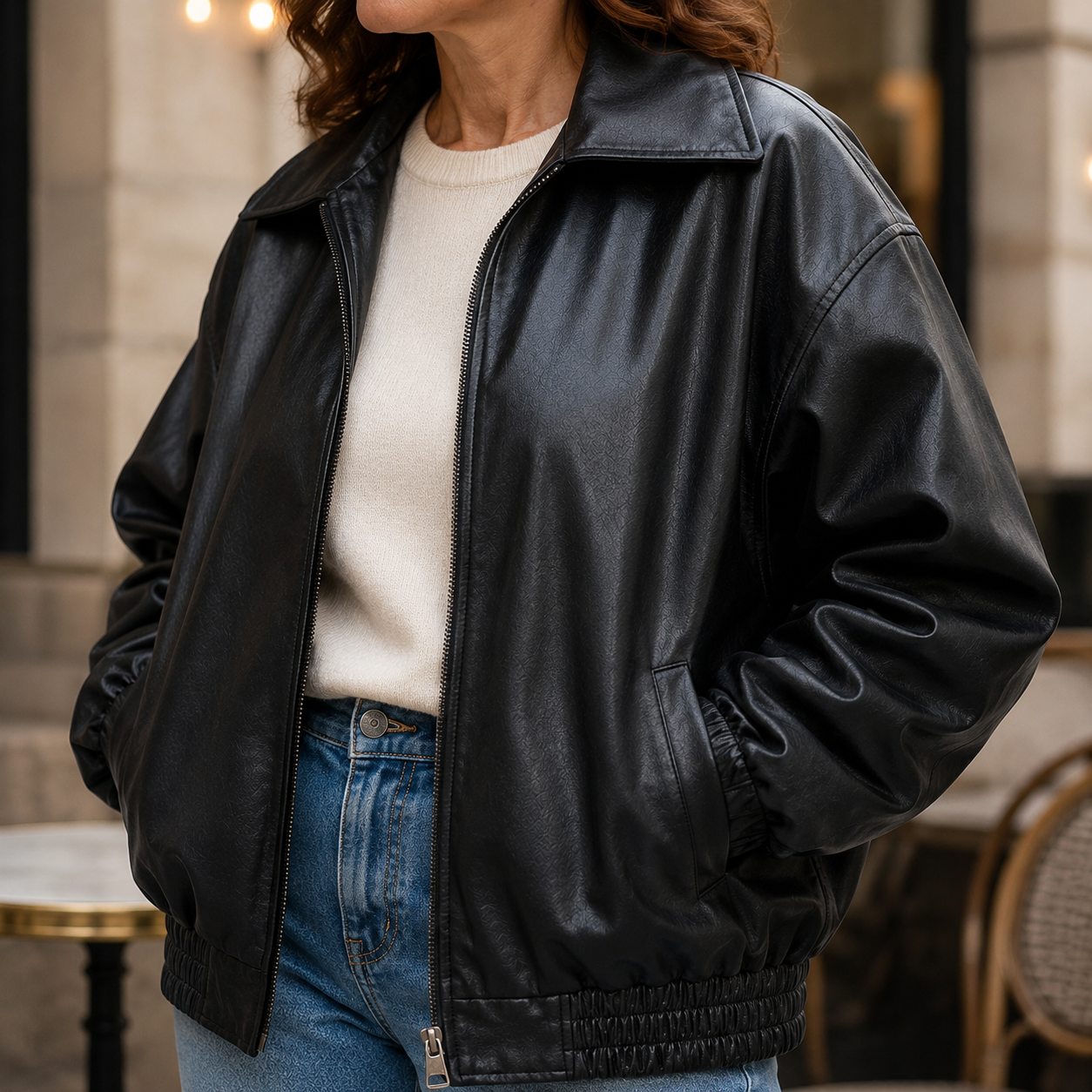 Zara – Damska Kurtka Skórzana Oversize typu Bomber