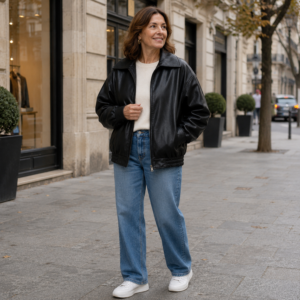 Zara – Damska Kurtka Skórzana Oversize typu Bomber