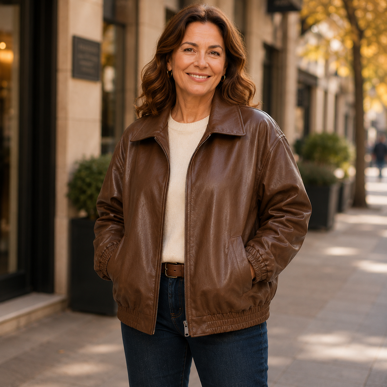 Zara – Damska Kurtka Skórzana Oversize typu Bomber