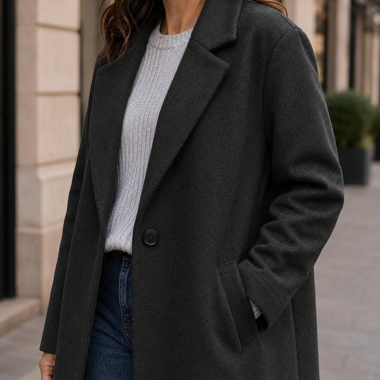 Stella – Elegancki Płaszcz Wełniany Maxi