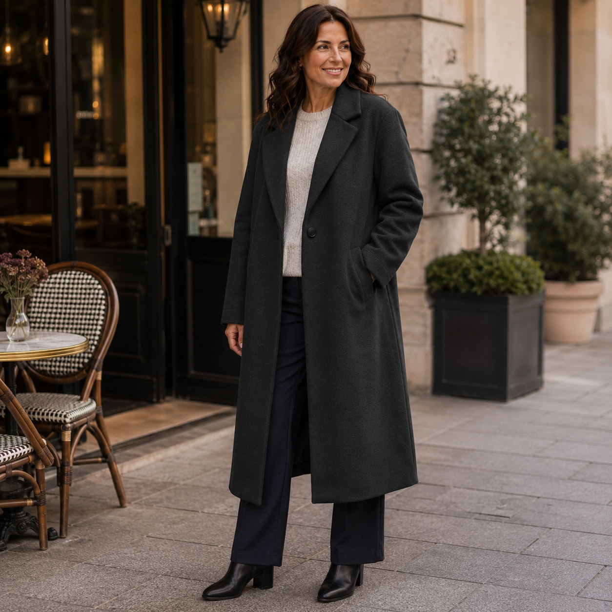 Stella – Elegancki Płaszcz Wełniany Maxi