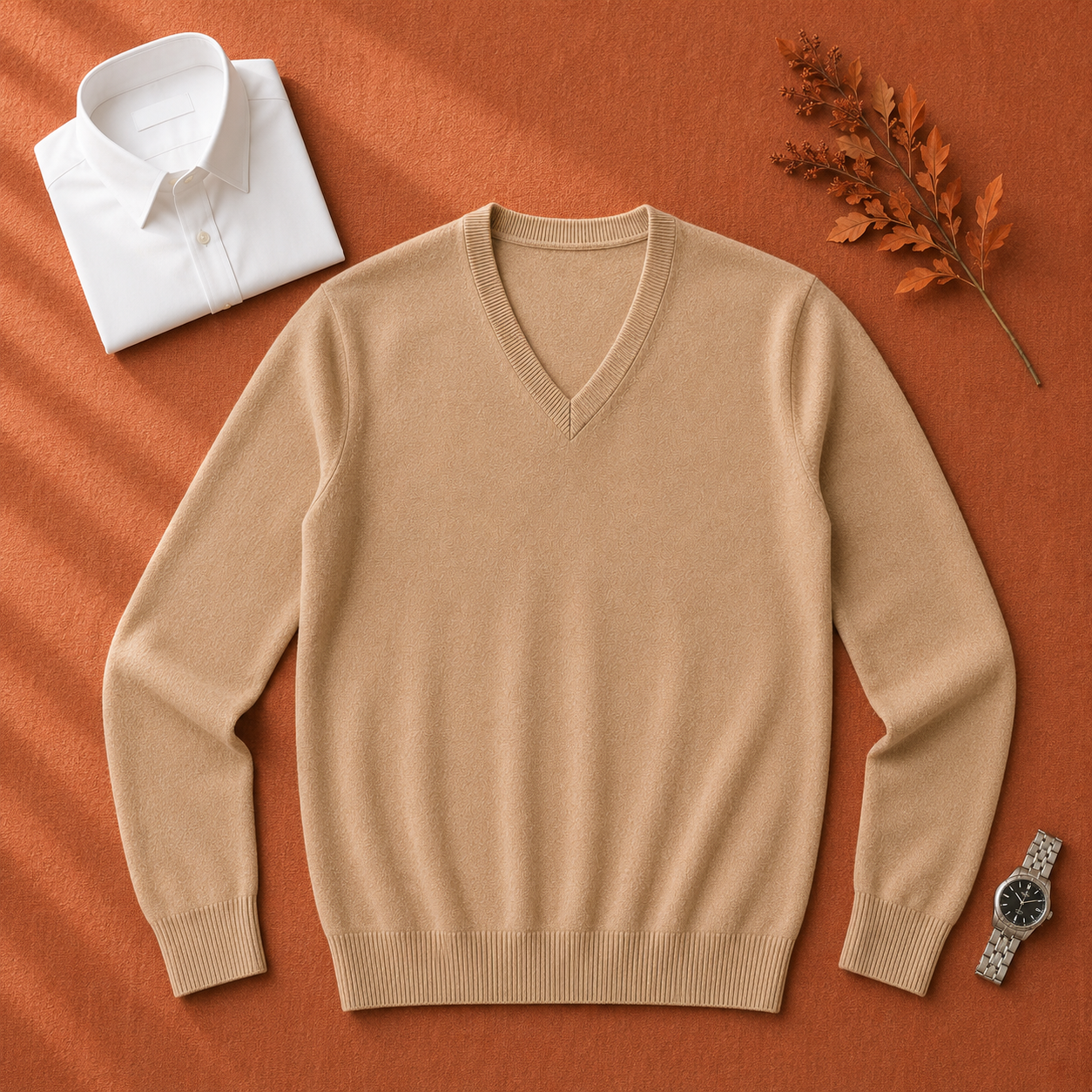 Lunel | Sweter Męski z Kaszmiru – Elegancki Sweter Slim Fit z Dekoltem V