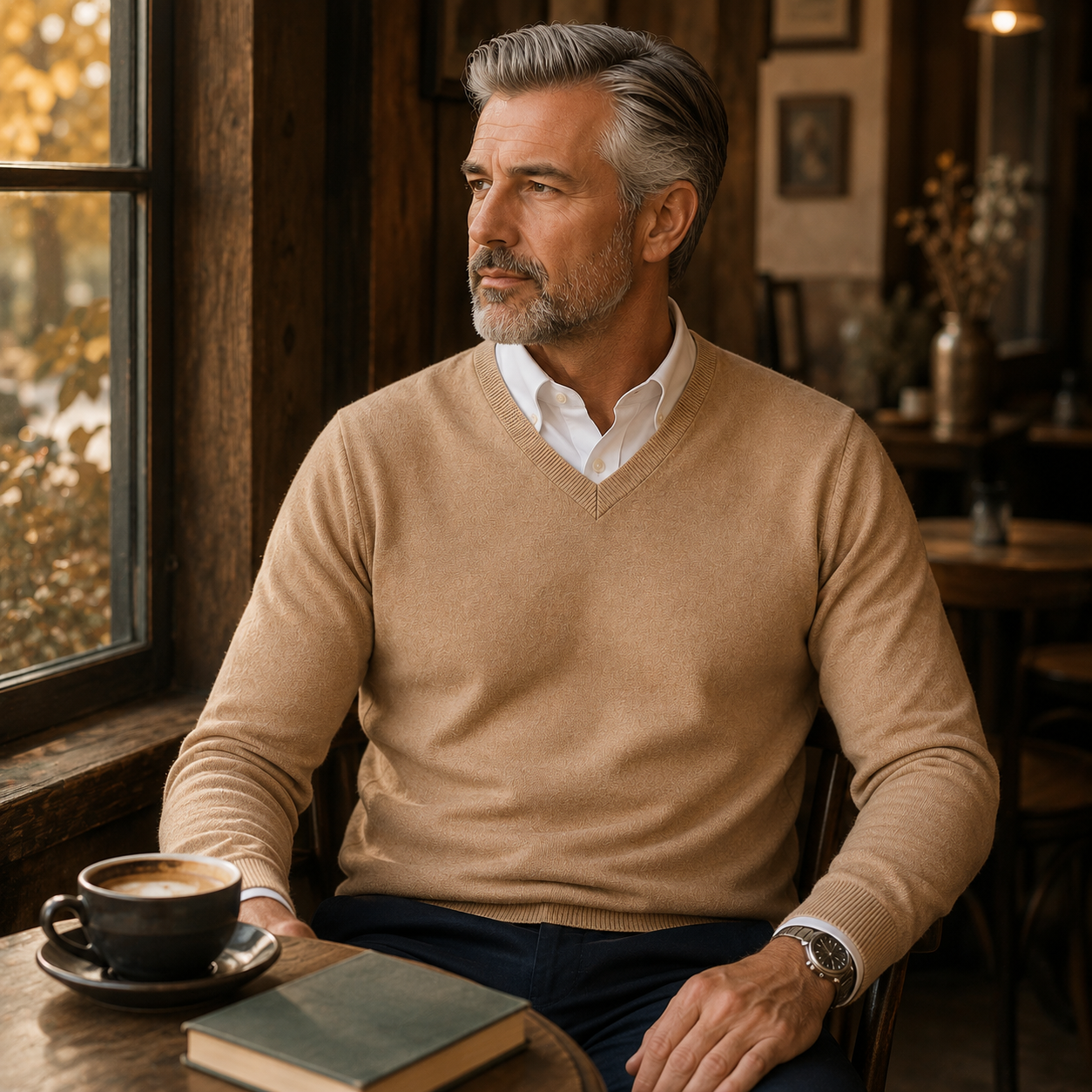 Lunel | Sweter Męski z Kaszmiru – Elegancki Sweter Slim Fit z Dekoltem V