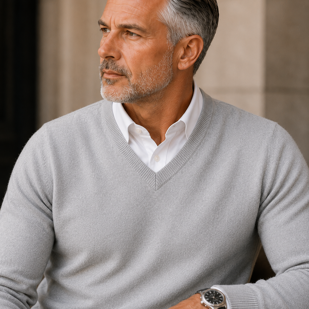 Lunel | Sweter Męski z Kaszmiru – Elegancki Sweter Slim Fit z Dekoltem V