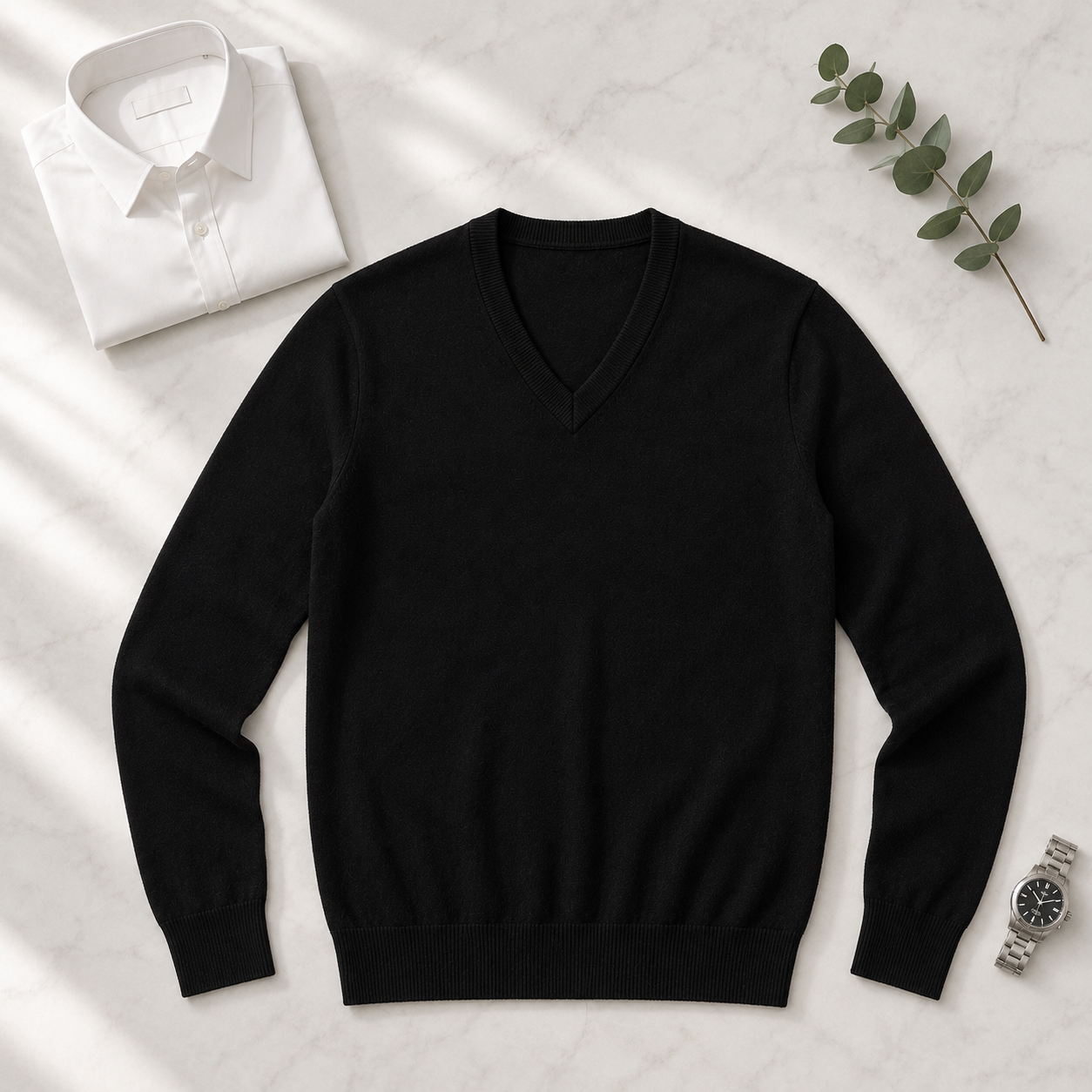 Lunel | Sweter Męski z Kaszmiru – Elegancki Sweter Slim Fit z Dekoltem V