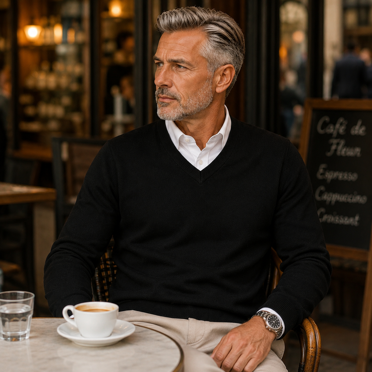 Lunel | Sweter Męski z Kaszmiru – Elegancki Sweter Slim Fit z Dekoltem V