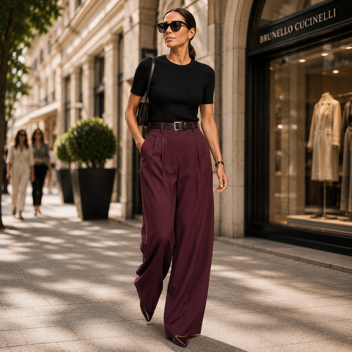 Elegancka Pantalon Damska z Szerokimi Nogawkami i Zakładkami