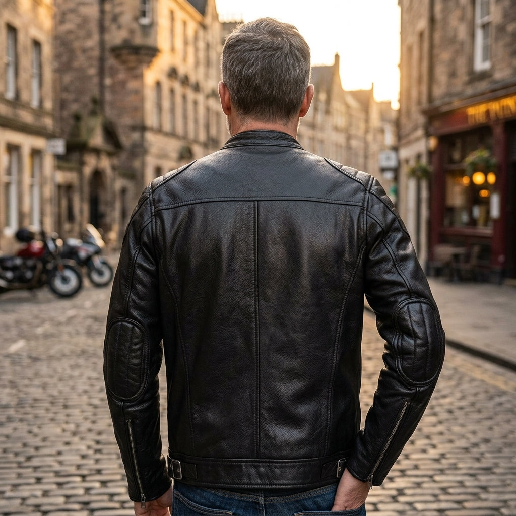 Marek | Męska Kurtka Skórzana ze Stójką Biker Casual
