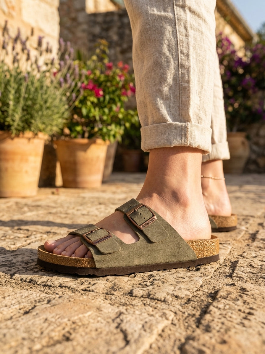 Eleganckie Kapcie Męskie | Kapcie Męskie Domowe – Komfortowe Kapcie w Stylu Arizona z Podwójnymi Paskami