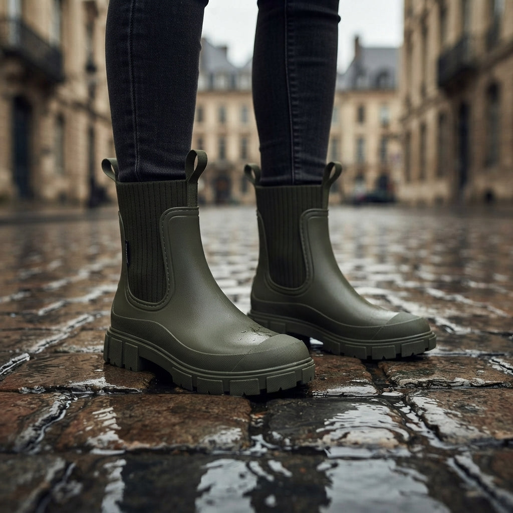 Rainy | Wodoodporne Kalosze Damskie Sztyblety na Grubej Podeszwie