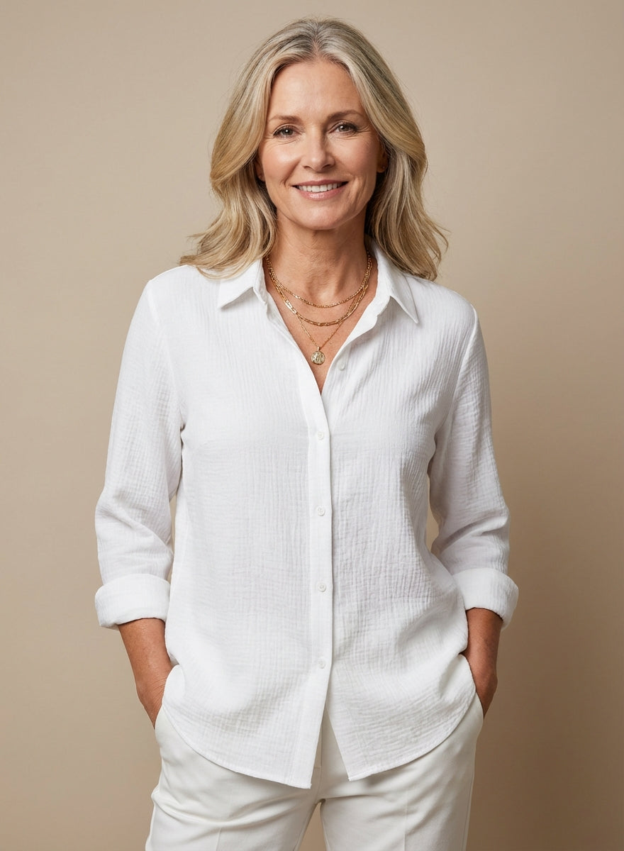 Connie - Elegancka bluzka – Lekką bluzka z błyszczącym wykończeniem