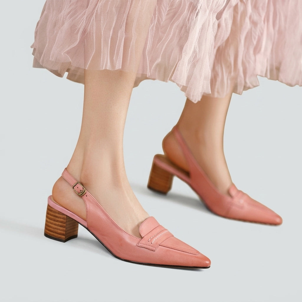 Rema | Buty na obcasie – Eleganckie czarne obcasy z prawdziwej skóry na słupku