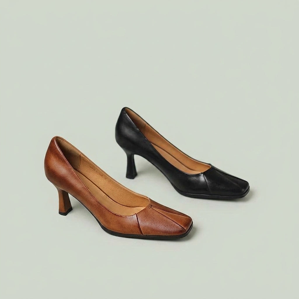 Ivanka | Czółenka damskie – Eleganckie szpilki z prawdziwej skóry w kolorze bursztynowym
