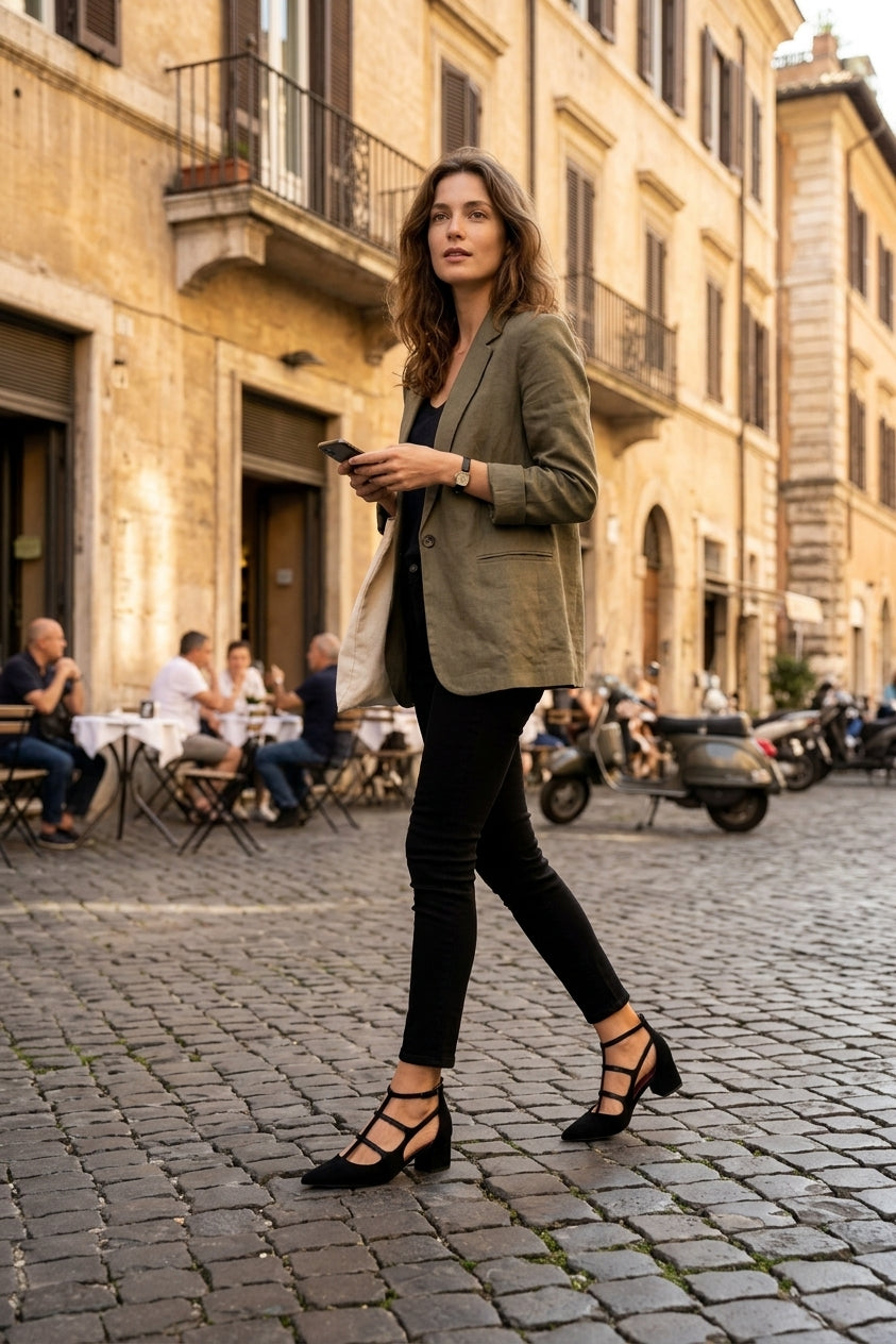 Claire | Czarne Szpilki Damskie z Paskiem – Eleganckie i Wygodne Obuwie na Każdą Okazję