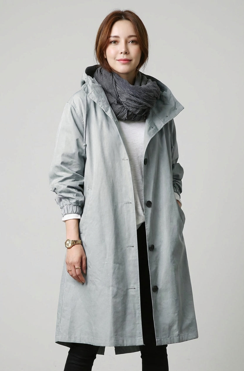 Klara | Wodoodporny Płaszcz Trencz Damski z Regulowanym Kapturem | Elegancki i Funkcjonalny na Wiosnę i Jesień 1