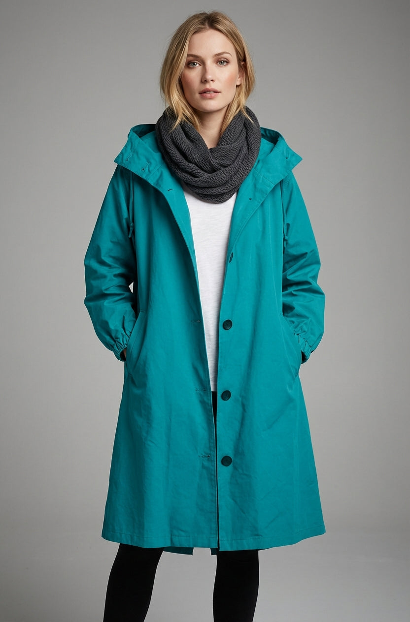 Klara | Wodoodporny Płaszcz Trencz Damski z Regulowanym Kapturem | Elegancki i Funkcjonalny na Wiosnę i Jesień 5