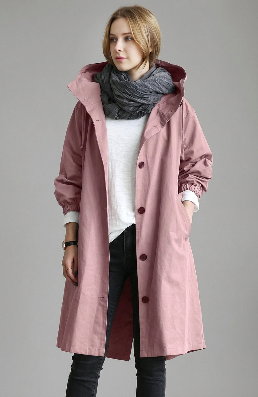 Klara | Wodoodporny Płaszcz Trencz Damski z Regulowanym Kapturem | Elegancki i Funkcjonalny na Wiosnę i Jesień 6