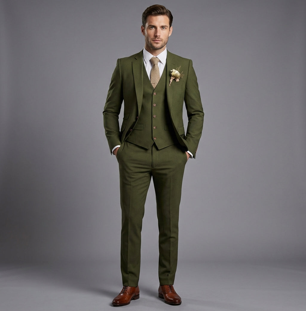 Elegancki Garnitur Męski 3-Częściowy z Jednorzędową Marynarką i Dwurzędową Kamizelką | Idealny na Formalne Okazje 2