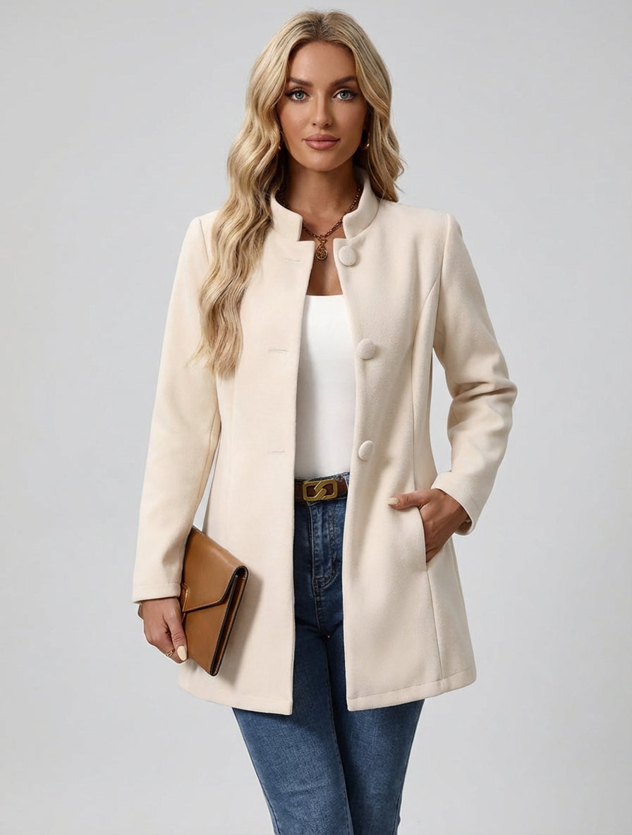 Elegancki Płaszcz Zimowy Damski z Guzikami | Ciepły Materiał dla Stylowego Wyglądu 1