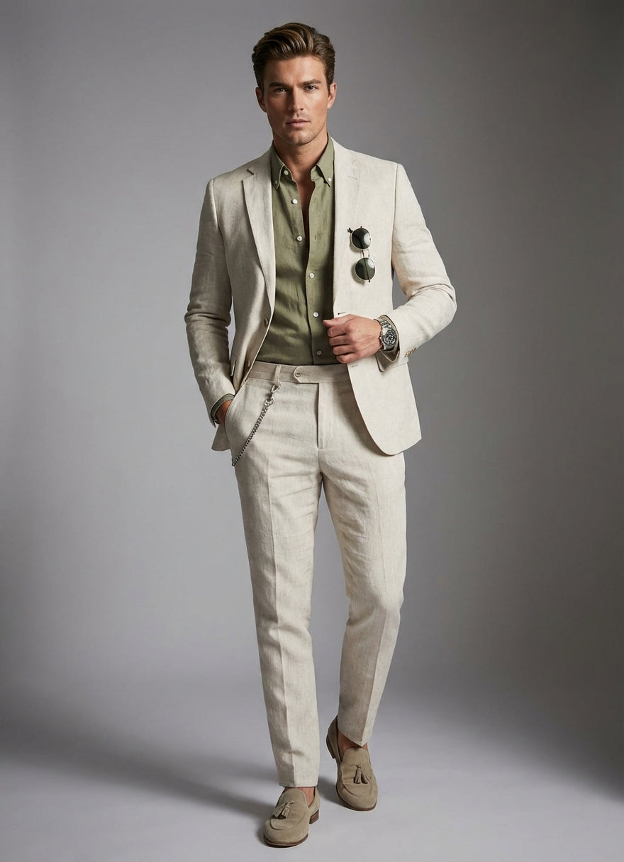 Paweł | Letni Garnitur Męski 2-Częściowy z Marynarką i Spodniami | Elegancki Styl na Wesele 2