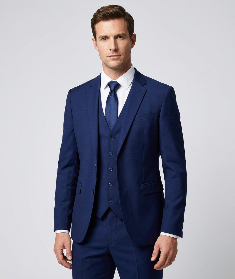 Elegancki Męski Garnitur 2 Częściowy – Marynarka i Spodnie, Klasyczny Styl na Ślub i Biznes