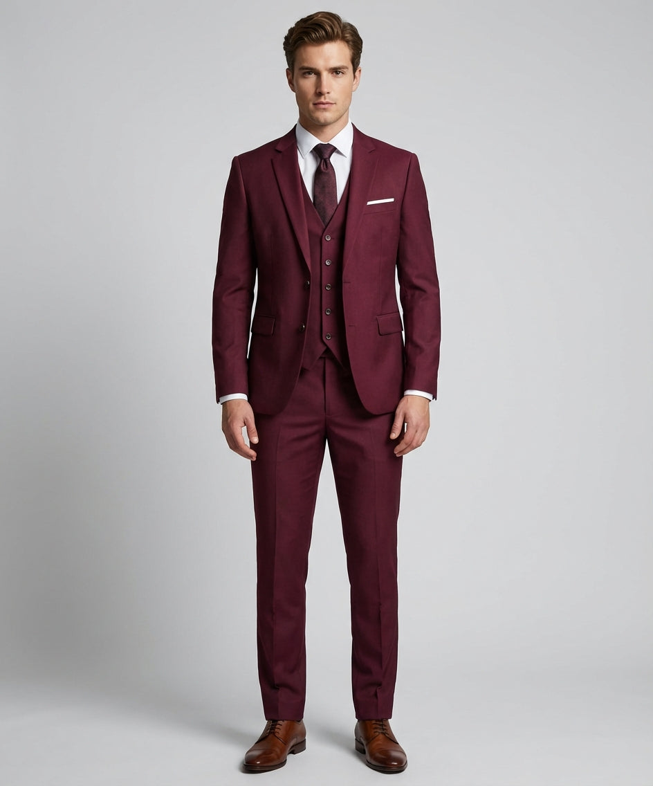 Elegancki Męski Garnitur 2 Częściowy – Marynarka i Spodnie, Klasyczny Styl na Ślub i Biznes