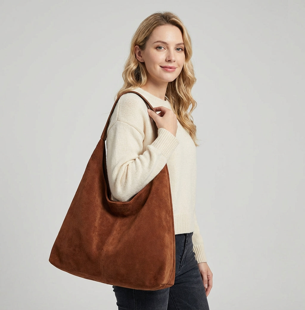 Alina - Minimalistyczna Torebka na Ramię z Miękką Strukturą i Szerokim Paskiem