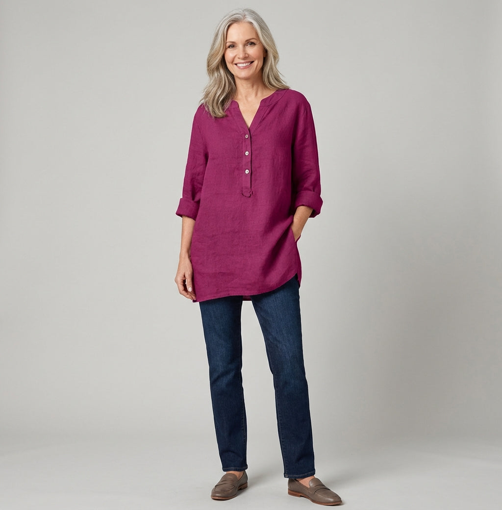 Karina | Bluzka Damska – Luźna Bluzka z Długim Rękawem z Oddychającego Materiału