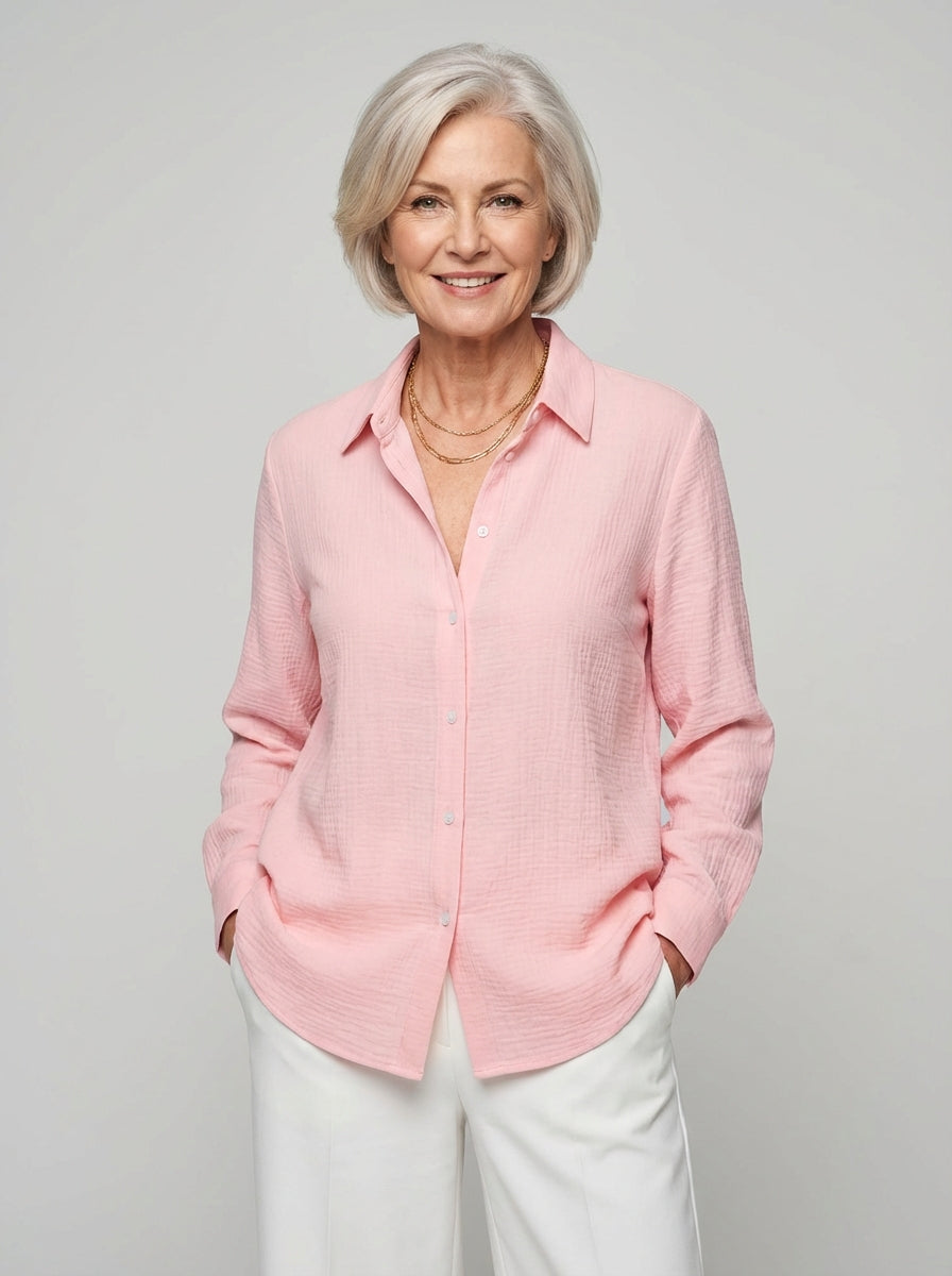 Connie - Elegancka bluzka – Lekką bluzka z błyszczącym wykończeniem