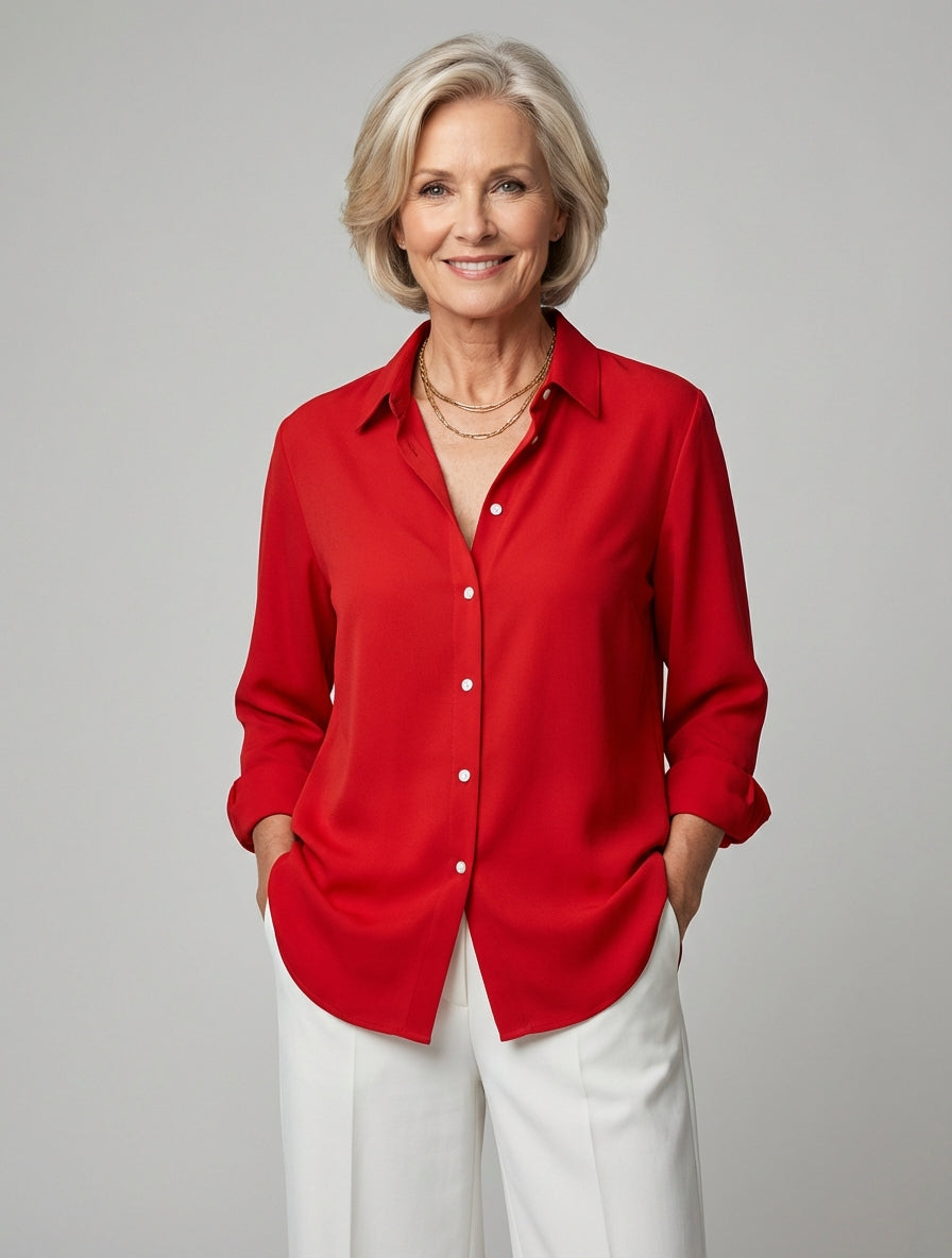 Connie - Elegancka bluzka – Lekką bluzka z błyszczącym wykończeniem