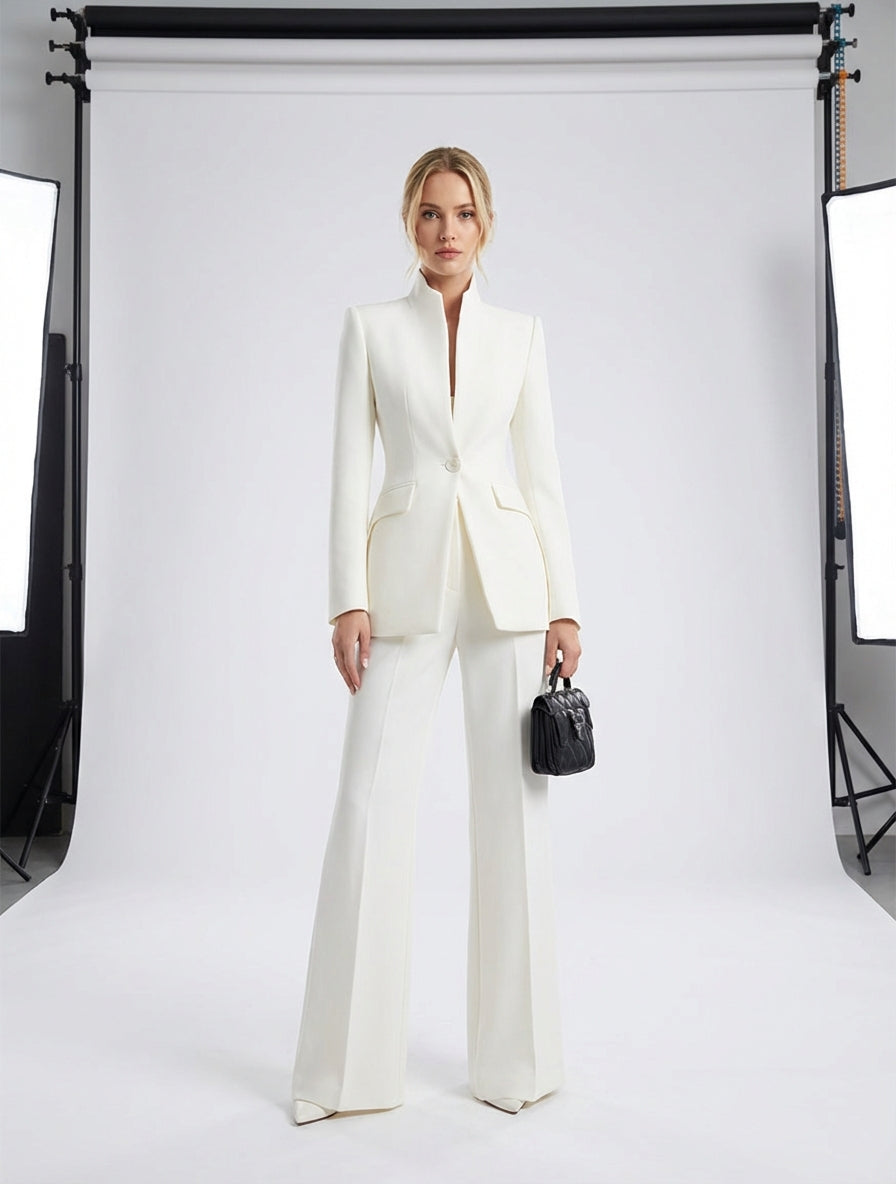 Sharie - Garnitur Damski Elegancki Zestaw Marynarki i Spodni