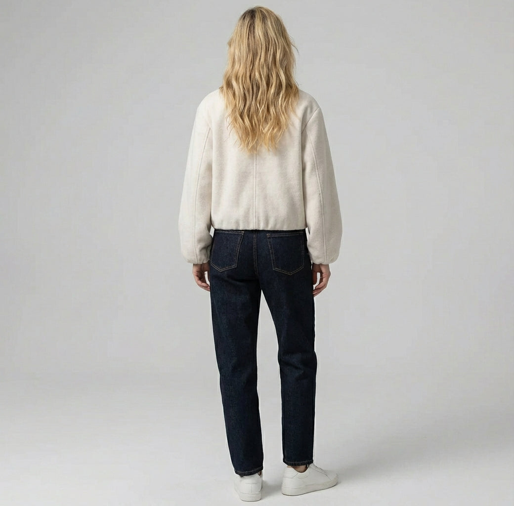 Angela - Damska luźno krojona kurtka z zamkiem z przodu