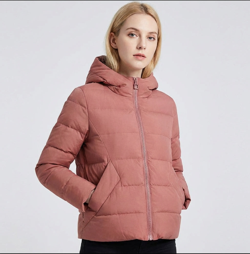 Carolin - Damska zimowa kurtka z kapturem i zamkiem błyskawicznym