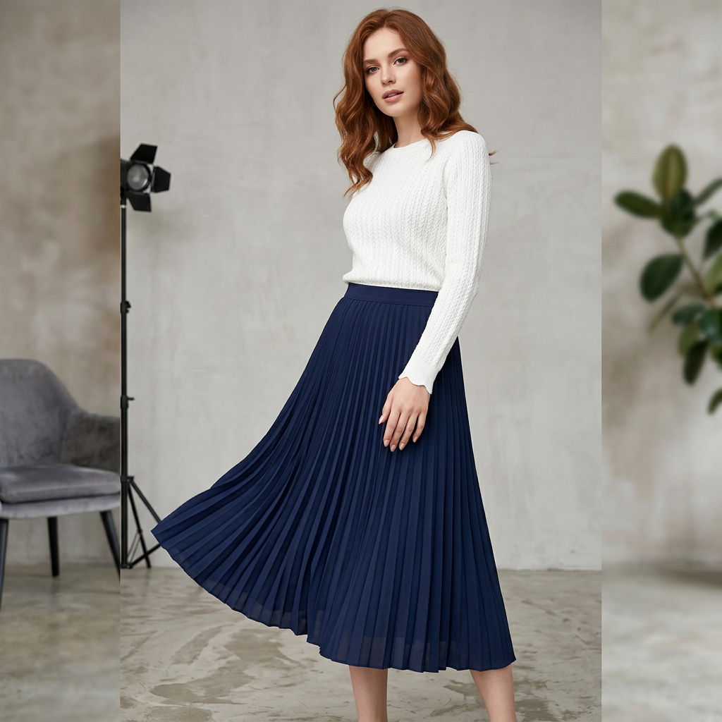 Justyna | Spódnica Midi – Elegancka satynowa spódnica z wysokim stanem