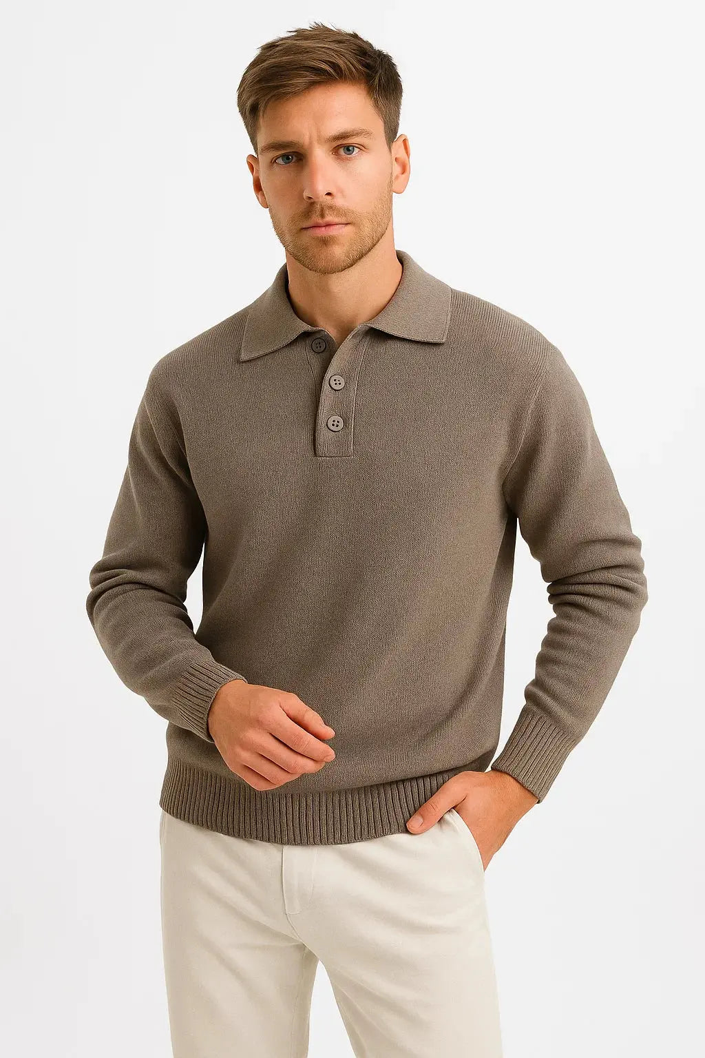 Harrington Oksford | Sweter Męski Polo – Klasyczny Dzianinowy Sweter z Kołnierzem na Wiosnę/Jesień 0