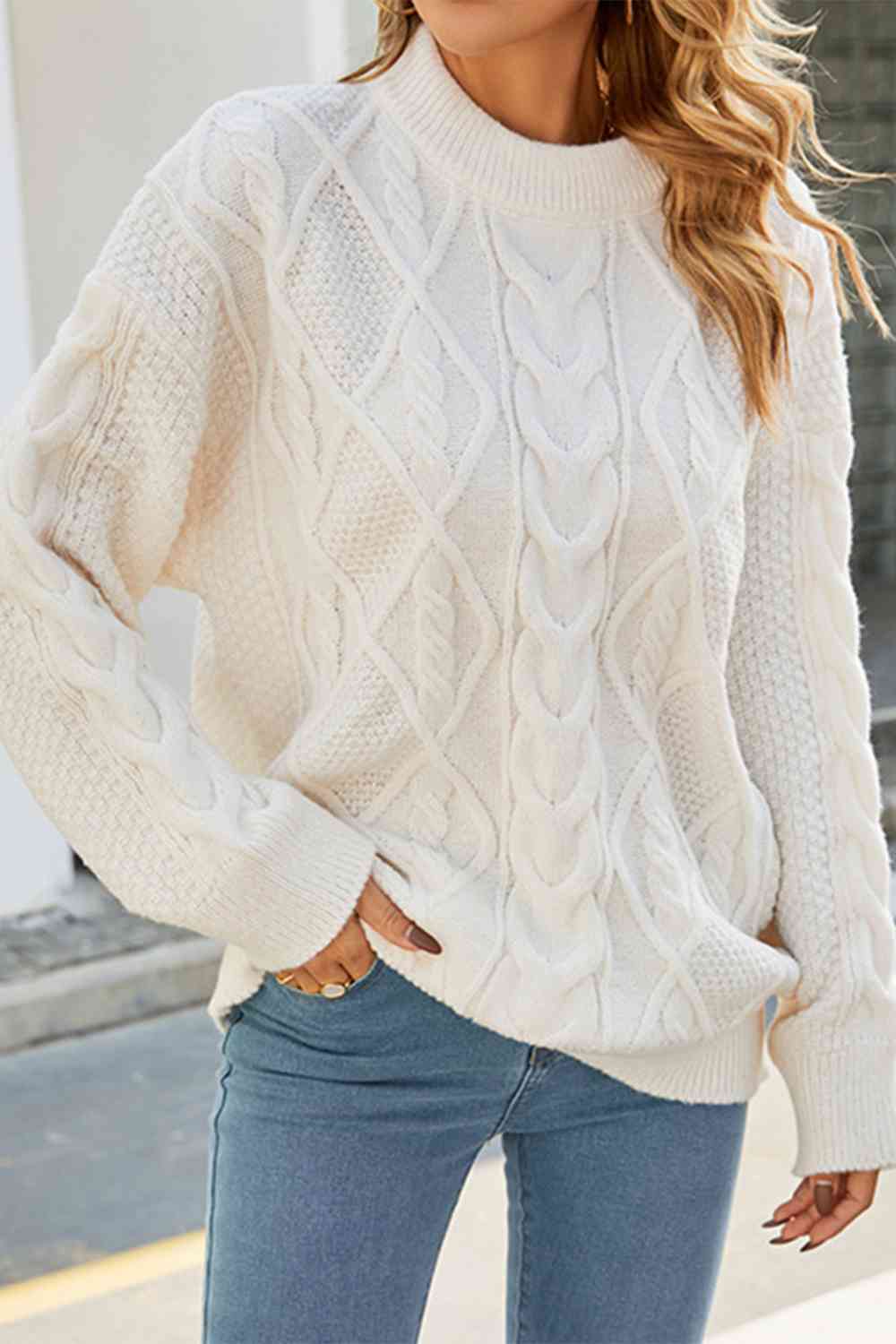 Damski Sweter Dzianinowy w Warkocze