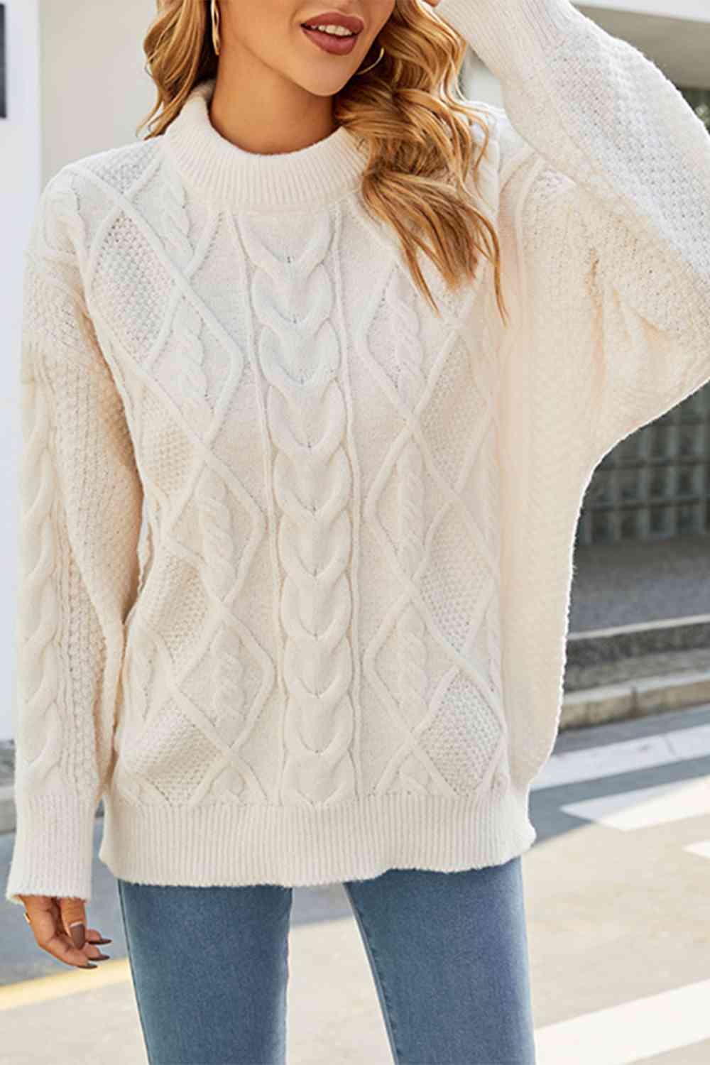 Damski Sweter Dzianinowy w Warkocze