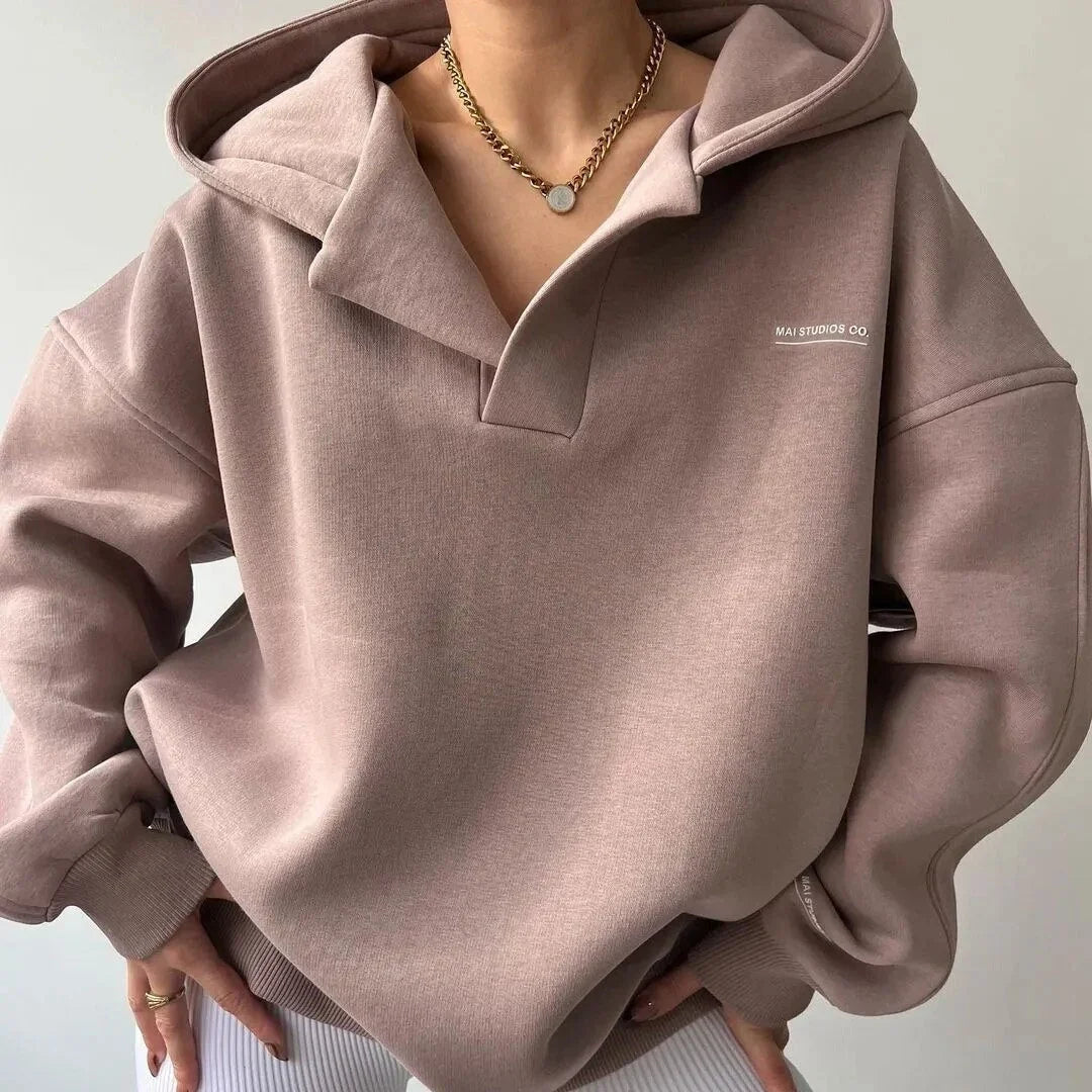Klara | Bluza damska z kapturem – Luźna bluza oversize z polarem na chłodne dni 0
