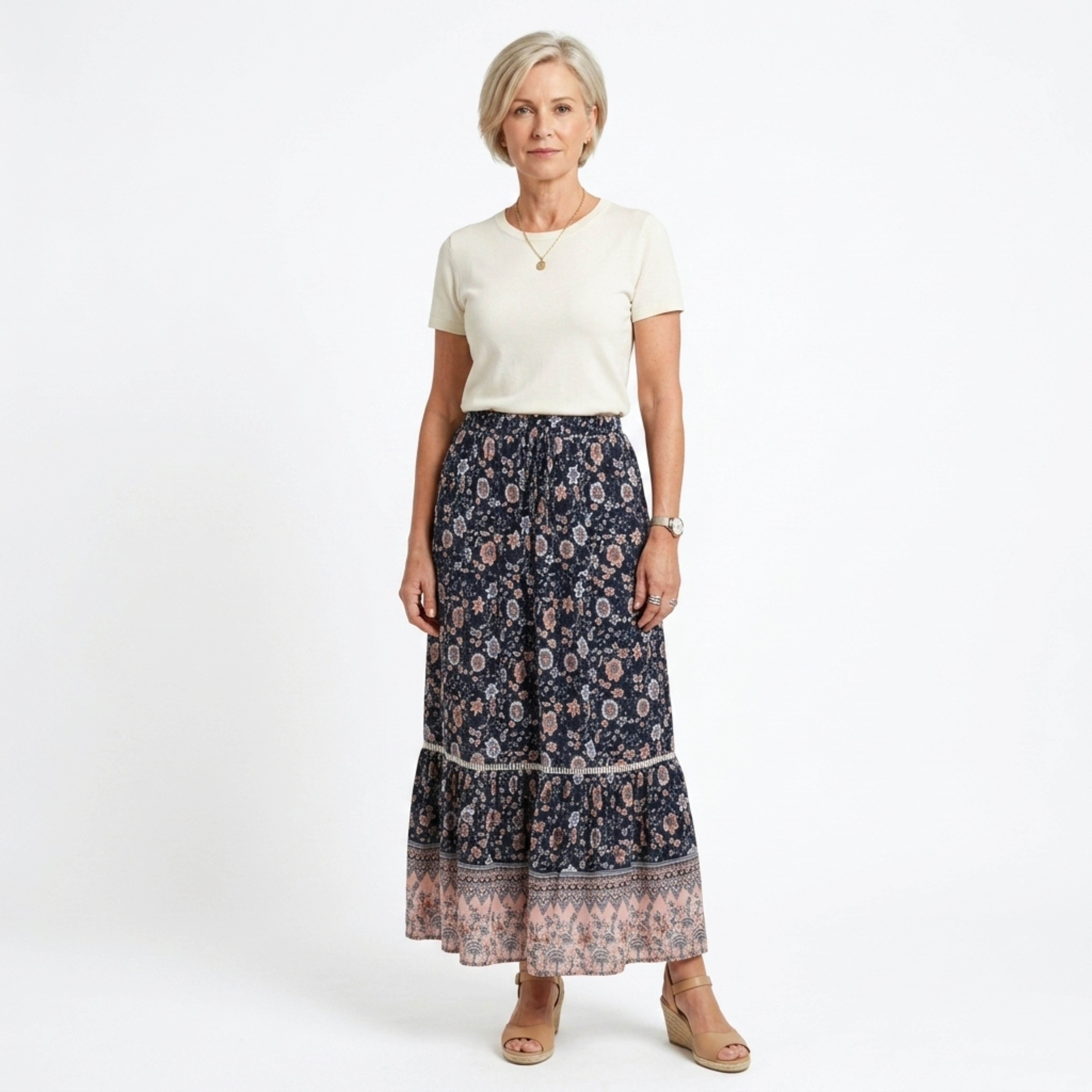 Wiesława | Spódnica maxi – Elegancka spódnica boho z wysokim stanem na lato