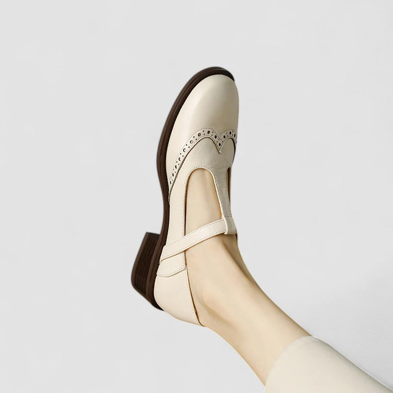 Lucía | Buty ortopedyczne damskie Mary Jane – Eleganckie baletki z regulowanym paskiem w kolorze kremowym