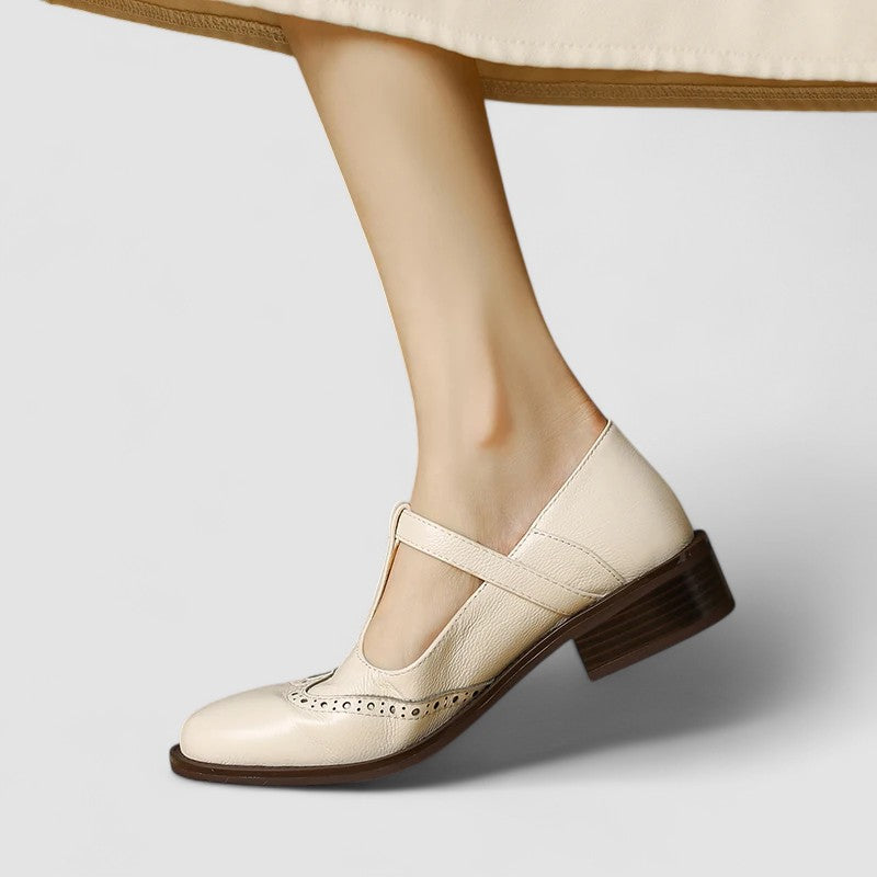 Lucía | Buty ortopedyczne damskie Mary Jane – Eleganckie baletki z regulowanym paskiem w kolorze kremowym