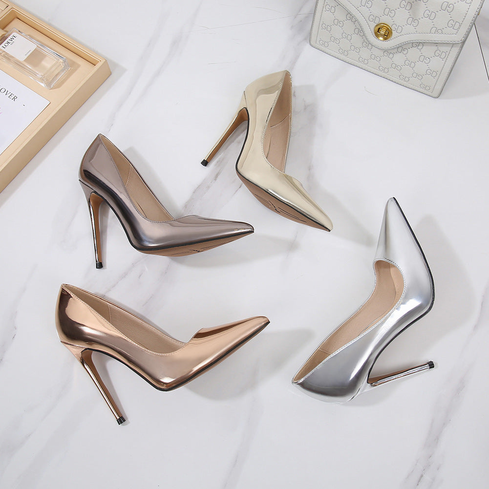 Lunaria | Czółenka Damskie – Eleganckie Metaliczne Szpilki 12 cm na Wieczór