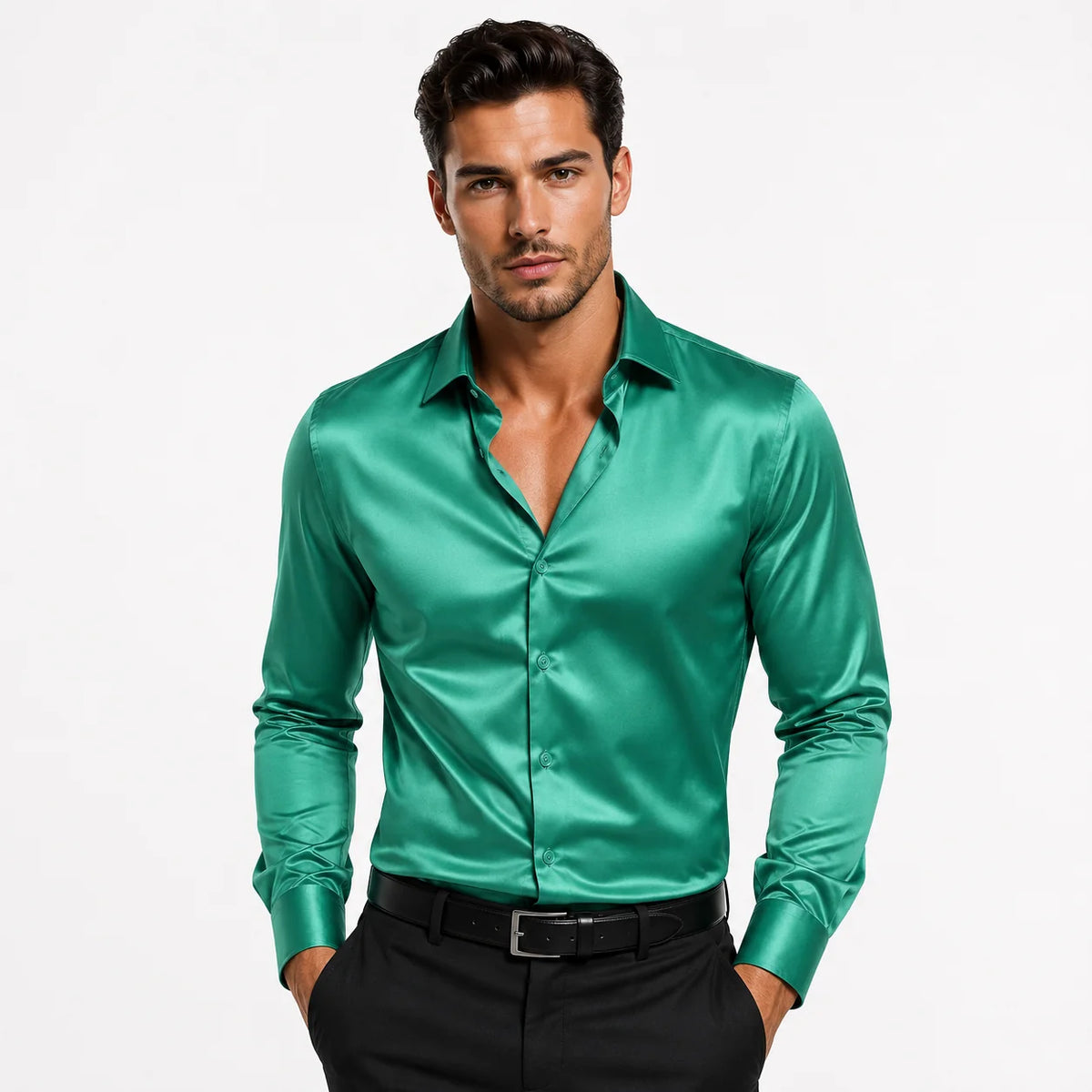 Montarello | Koszula męska – Elegancka czarna koszula z długim rękawem w stylu smart casual 6